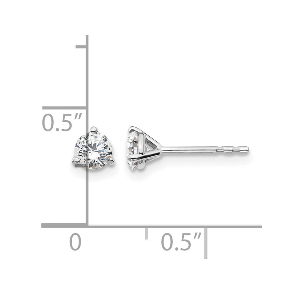 14k White Gold 1/2 ctw Lab Grown Diamond VS/SI+ G+ Round 3 Prong Heavy Wt. Stud Earrings