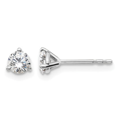 14K White Gold 1/2 Ctw Lab Grown Diamond Vs+ F+ Round 3 Prong Heavy Wt. Stud Earrings