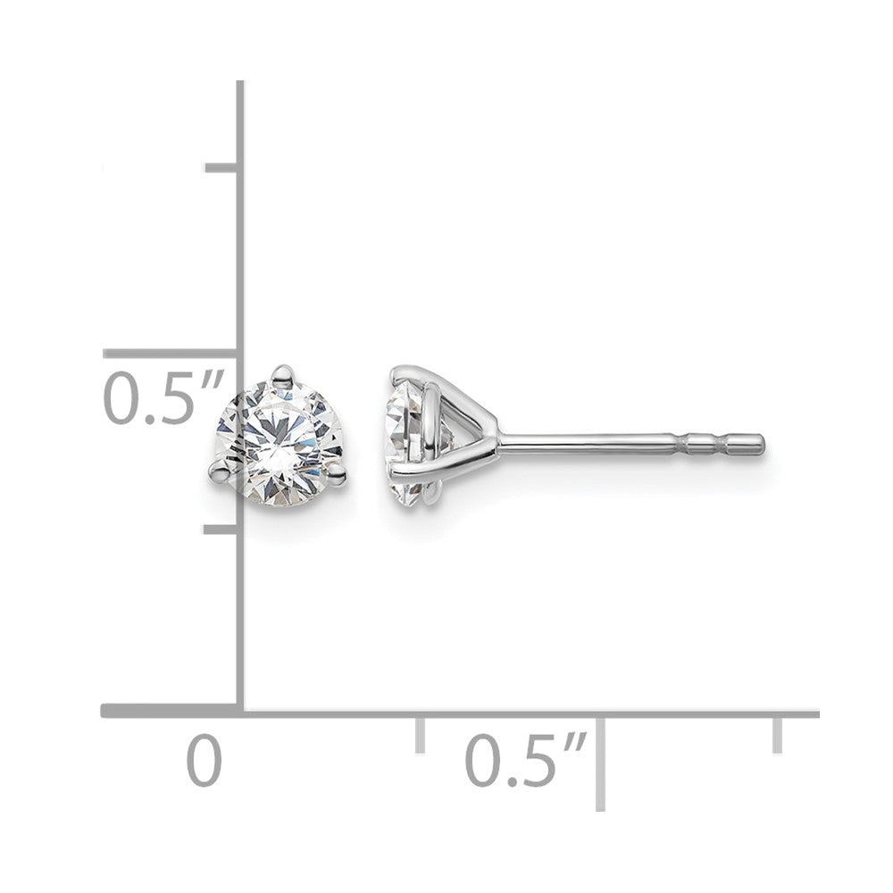 14k White Gold 2/3 ctw Lab Grown Diamond VS/SI+ G+ Round 3 Prong Heavy Wt. Stud Earrings