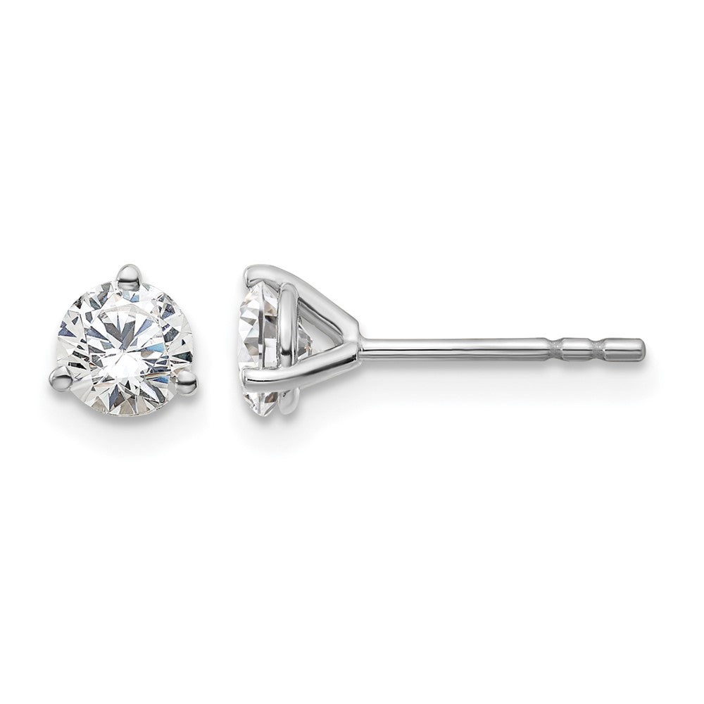 14k White Gold 2/3 ctw Lab Grown Diamond VS/SI+ G+ Round 3 Prong Heavy Wt. Stud Earrings