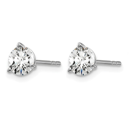 14k White Gold 1 ctw Lab Grown Diamond VS/SI+ G+ Round 3 Prong Heavy Wt. Stud Earrings