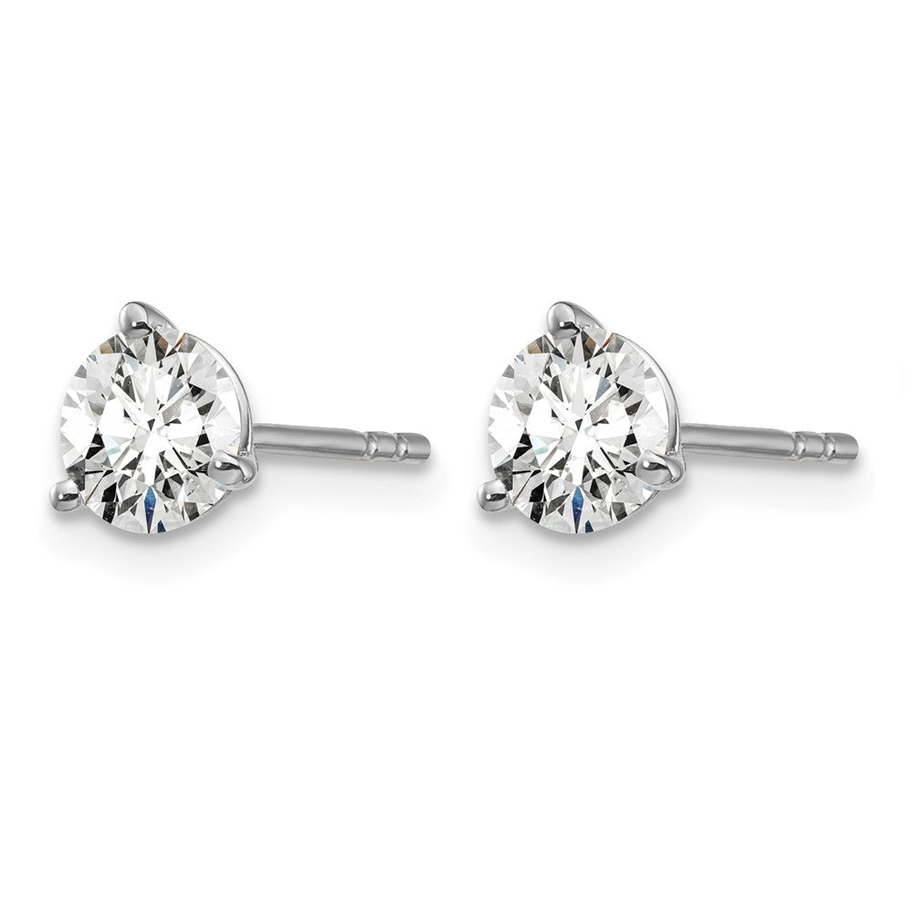 14k White Gold 1 ctw Certified Lab Grown Diamond VS/SI+ G+ Round 3 Prong Heavy Wt. Stud Earrings
