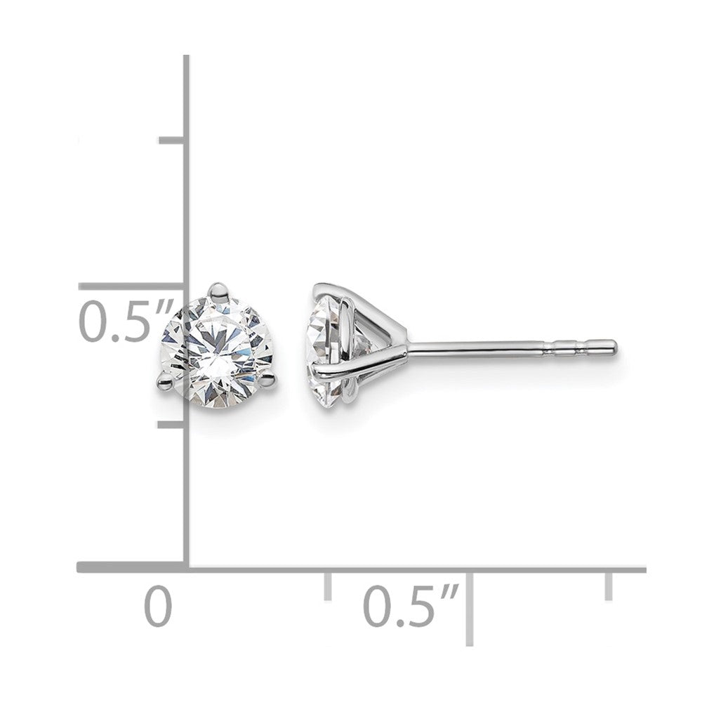 14k White Gold 1 ctw Certified Lab Grown Diamond VS/SI+ G+ Round 3 Prong Heavy Wt. Stud Earrings