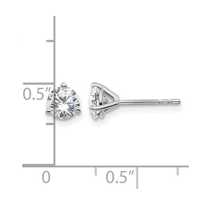 14k White Gold 1 ctw Certified Lab Grown Diamond VS/SI+ G+ Round 3 Prong Heavy Wt. Stud Earrings