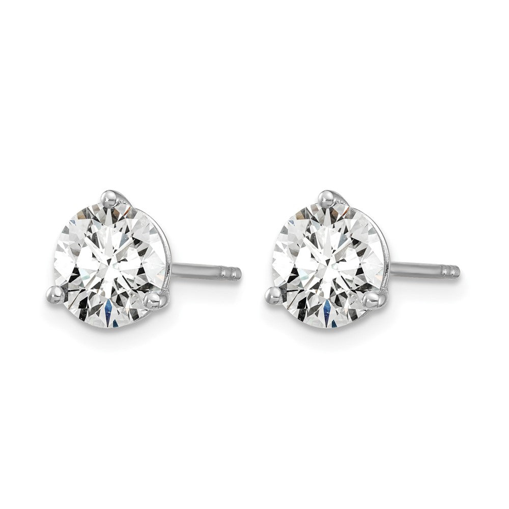 14k White Gold 1 1/2 ctw Certified Lab Grown Diamond VS/SI+ G+ Round 3 Prong Heavy Wt. Stud Earrings