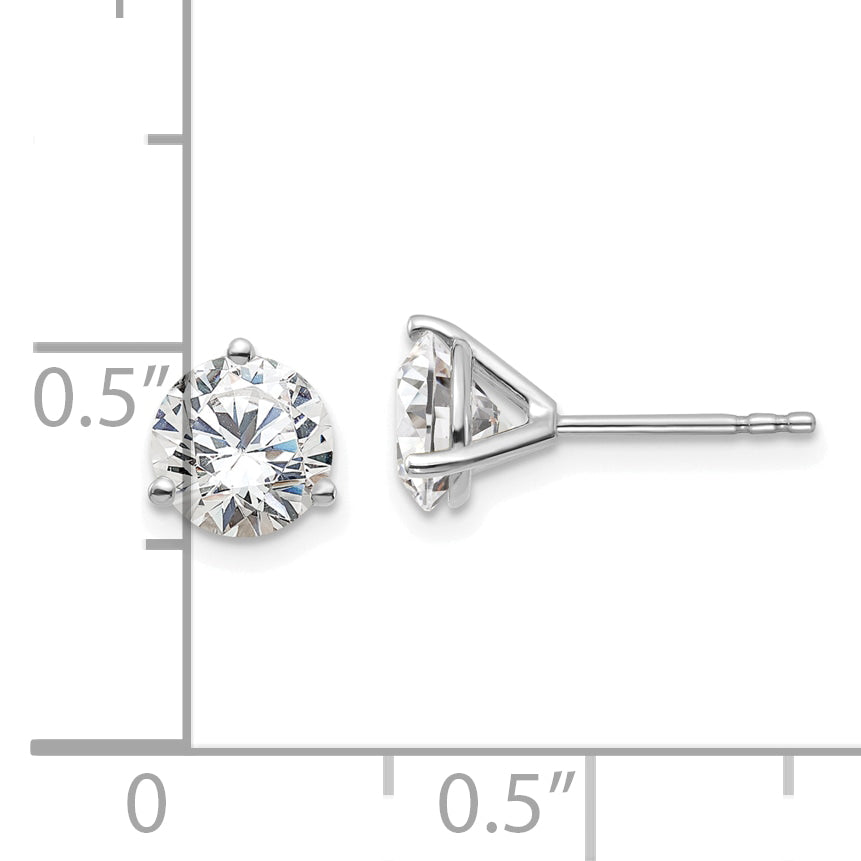 14k White Gold 1 3/4 ctw Lab Grown Diamond VS/SI+ G+ Round 3 Prong Heavy Wt. Stud Earrings