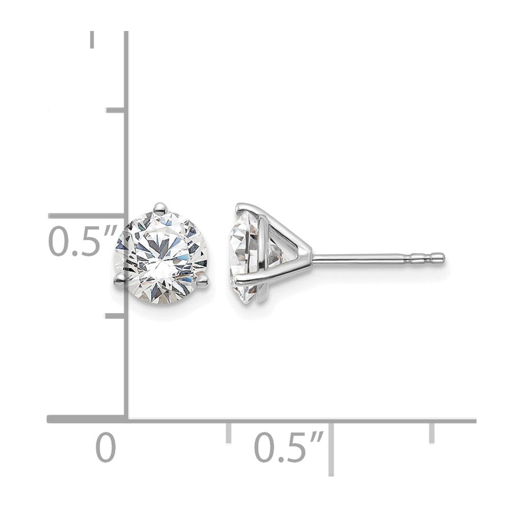 14k White Gold 1 1/2 ctw Certified Lab Grown Diamond VS/SI+ G+ Round 3 Prong Heavy Wt. Stud Earrings