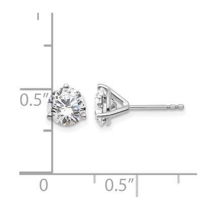 14k White Gold 1 1/2 ctw Certified Lab Grown Diamond VS/SI+ G+ Round 3 Prong Heavy Wt. Stud Earrings