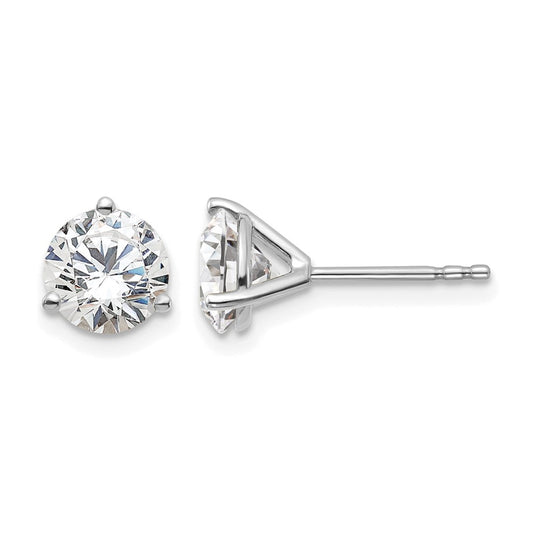 14k White Gold 1 1/2 ctw Lab Grown Diamond VS/SI+ G+ Round 3 Prong Heavy Wt. Stud Earrings
