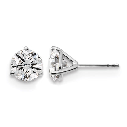 14K White Gold 3 Ctw Lab Grown Diamond Vs+ F+ Round Prong Heavy Wt. Stud Earrings