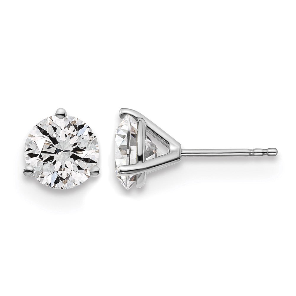 14K White Gold Yellow 3 Ctw Lab Grown Diamond Vs/Si+ G+ Round Prong Heavy Wt. Stud Earrings