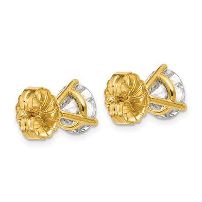 14K Yellow Gold 5 Ctw Certified Lab Grown Diamond Vs+ F+ Round 3 Prong Heavy Wt. Stud Earrings