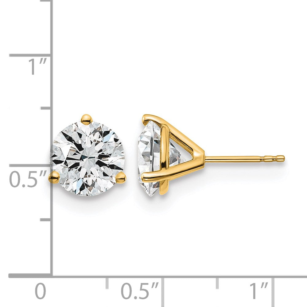 14K Yellow Gold 5 Ctw Certified Lab Grown Diamond Vs+ F+ Round 3 Prong Heavy Wt. Stud Earrings