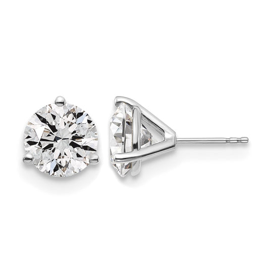 14K White Gold 6 Ctw Lab Grown Diamond Vs+ F+ Round 3 Prong Heavy Wt. Stud Earrings