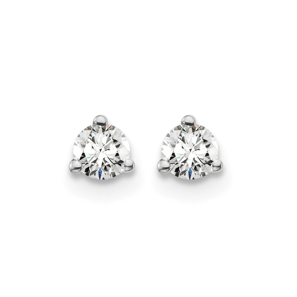 14k White Gold 1/4 ctw Certified Lab Grown Diamond VS/SI+ G+ Round 3 Prong Heavy Wt. Screwback Stud Earrings