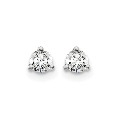14k White Gold 1/4 ctw Lab Grown Diamond VS/SI+ G+ Round 3 Prong Heavy Wt. Screwback Stud Earrings