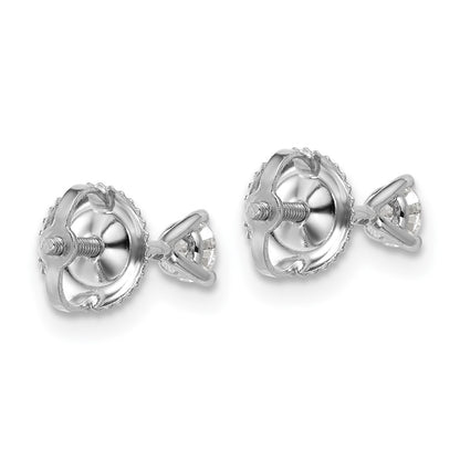 14k White Gold 1/4 ctw Lab Grown Diamond VS/SI+ G+ Round 3 Prong Heavy Wt. Screwback Stud Earrings