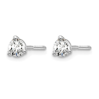 14k White Gold 1/3 ctw Lab Grown Diamond VS/SI+ G+ Round 3 Prong Heavy Wt. Screwback Stud Earrings