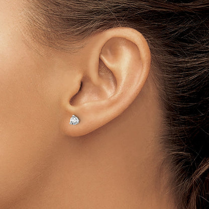 14K White Gold 1/3 Ctw Certified Lab Grown Diamond Vs+ F+ Round 3 Prong Heavy Wt. Screwback Stud Earrings