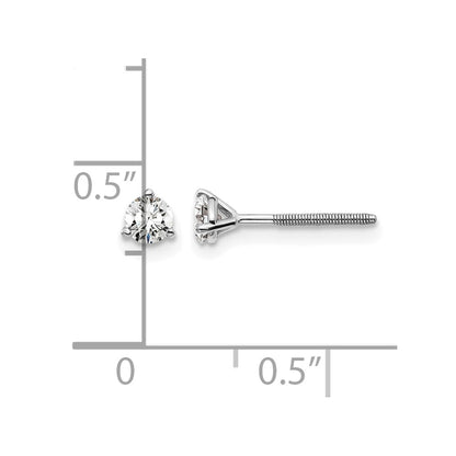 14K White Gold 1/3 Ctw Certified Lab Grown Diamond Vs+ F+ Round 3 Prong Heavy Wt. Screwback Stud Earrings