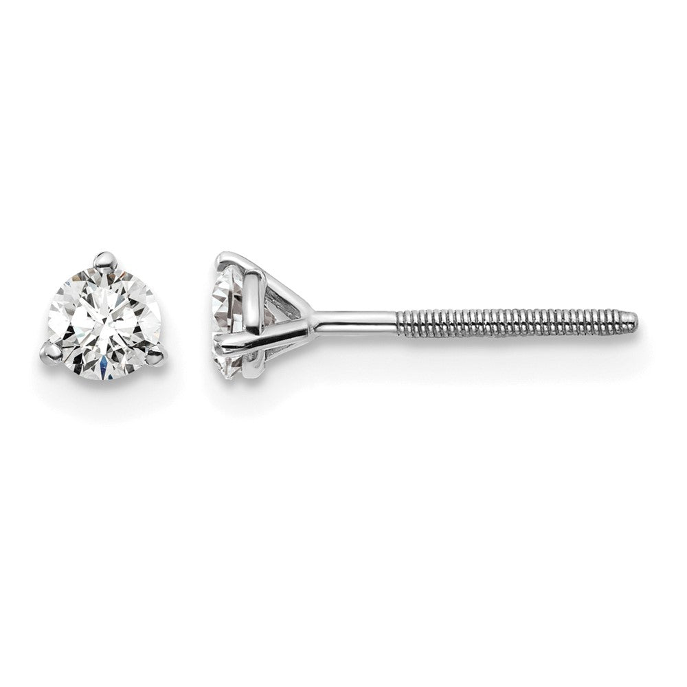 14k White Gold 1/3 ctw Lab Grown Diamond VS/SI+ G+ Round 3 Prong Heavy Wt. Screwback Stud Earrings