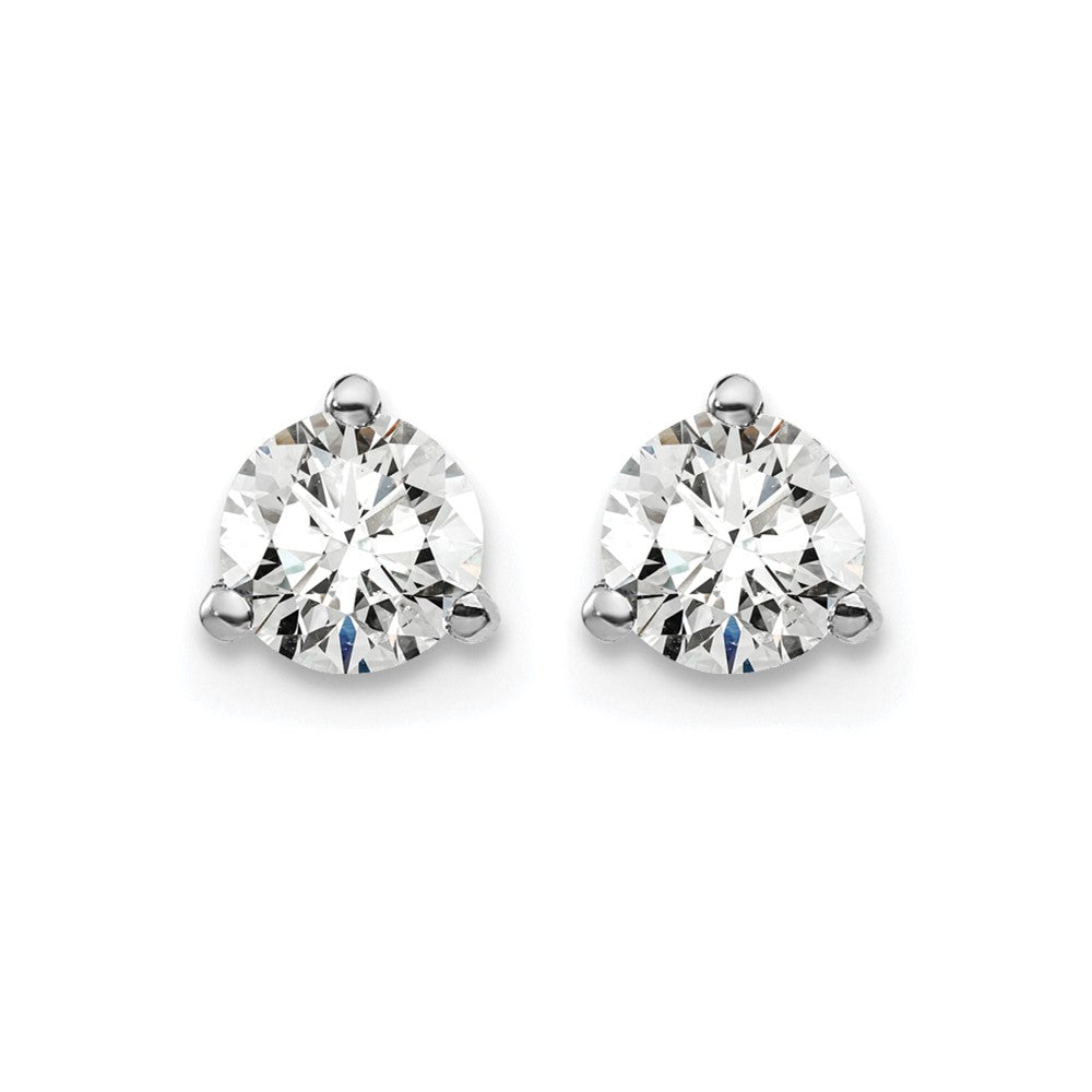 14k White Gold 1/2 ctw Certified Lab Grown Diamond VS/SI+ G+ Round 3 Prong Heavy Wt. Screwback Stud Earrings