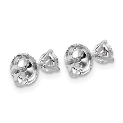 14k White Gold 1/2 ctw Certified Lab Grown Diamond VS/SI+ G+ Round 3 Prong Heavy Wt. Screwback Stud Earrings