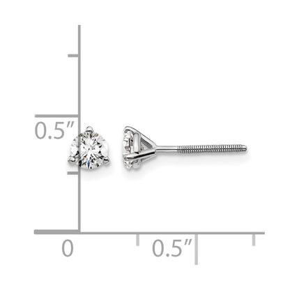 14K White Gold 1/2 Ctw Lab Grown Diamond Vs+ F+ Round 3 Prong Heavy Wt. Screwback Stud Earrings