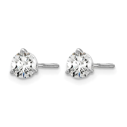 14K White Gold 2/3 Ctw Lab Grown Diamond Vs+ F+ Round 3 Prong Heavy Wt. Screwback Stud Earrings