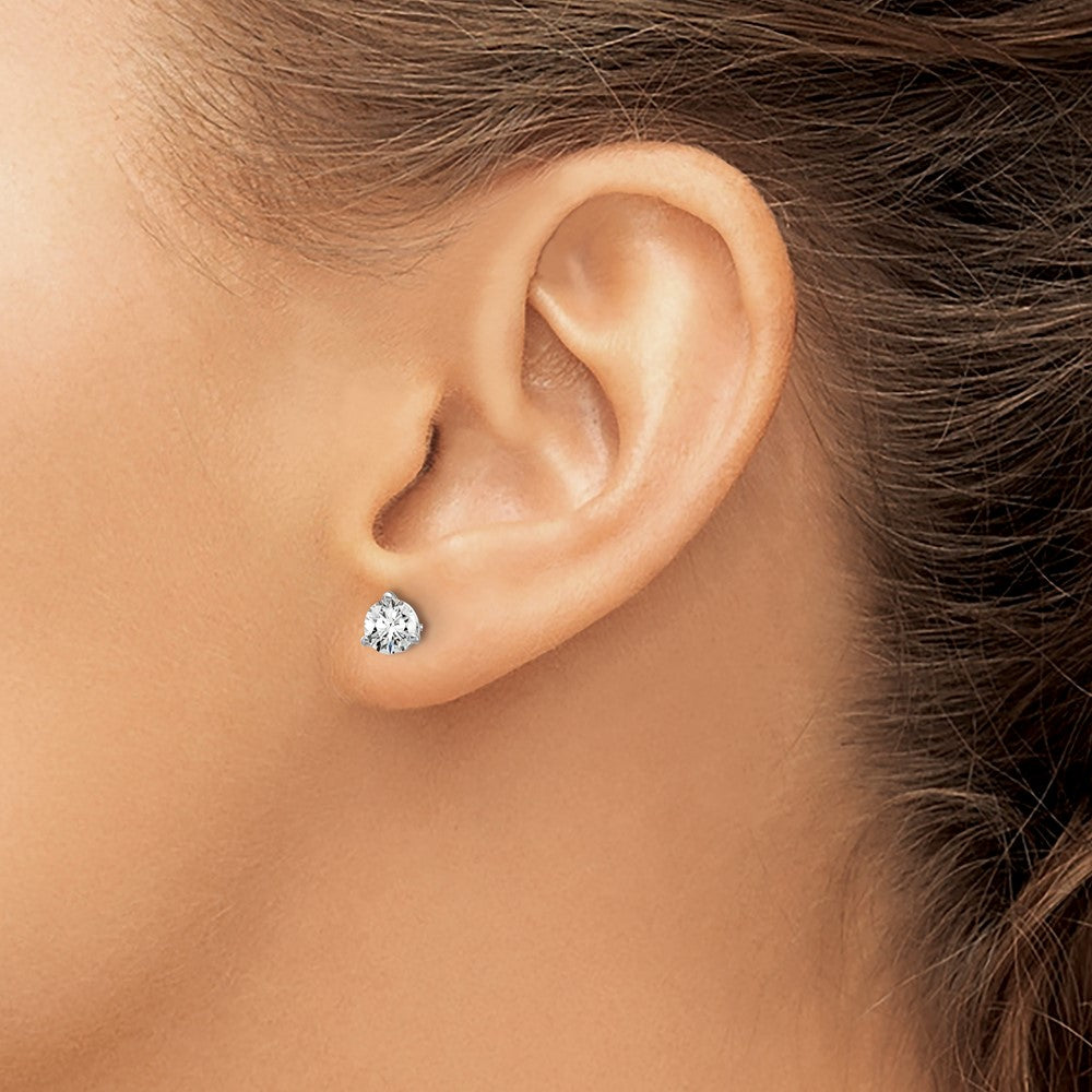 14K White Gold 2/3 Ctw Lab Grown Diamond Vs+ F+ Round 3 Prong Heavy Wt. Screwback Stud Earrings