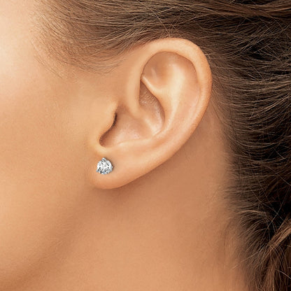 14K White Gold 2/3 Ctw Lab Grown Diamond Vs+ F+ Round 3 Prong Heavy Wt. Screwback Stud Earrings