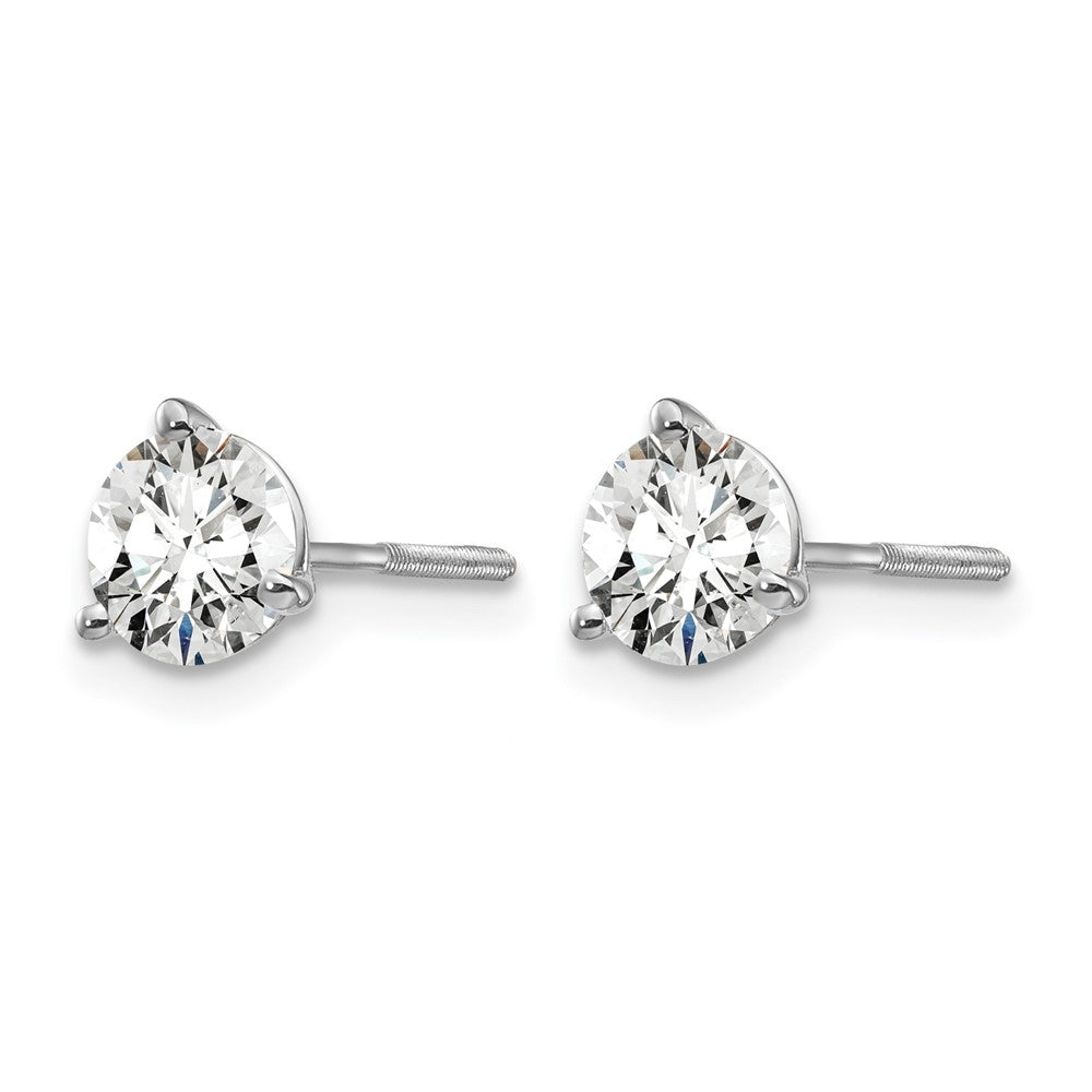 14k White Gold 1 ctw Certified Lab Grown Diamond VS/SI+ G+ Round 3 Prong Heavy Wt. Screwback Stud Earrings