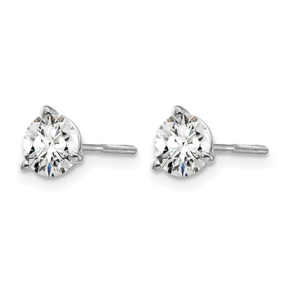 14k White Gold 1 ctw Certified Lab Grown Diamond VS/SI+ G+ Round 3 Prong Heavy Wt. Screwback Stud Earrings