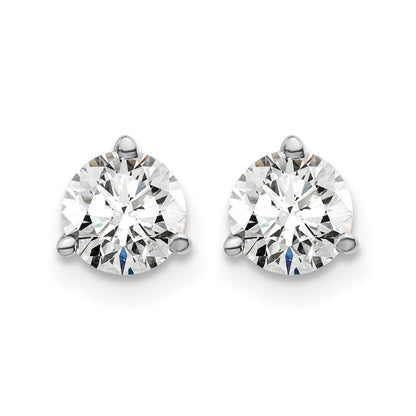 14k White Gold 1 ctw Certified Lab Grown Diamond VS/SI+ G+ Round 3 Prong Heavy Wt. Screwback Stud Earrings