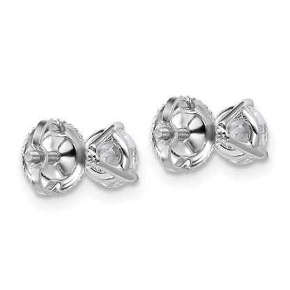 14k White Gold 1 ctw Certified Lab Grown Diamond VS/SI+ G+ Round 3 Prong Heavy Wt. Screwback Stud Earrings