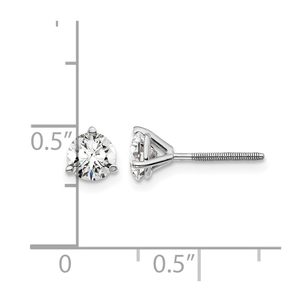 14k White Gold 1 ctw Certified Lab Grown Diamond VS/SI+ G+ Round 3 Prong Heavy Wt. Screwback Stud Earrings