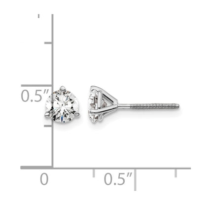 14k White Gold 1 ctw Certified Lab Grown Diamond VS/SI+ G+ Round 3 Prong Heavy Wt. Screwback Stud Earrings