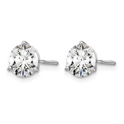 14k White Gold 1 1/2 ctw Certified Lab Grown Diamond VS/SI+ G+ Round 3 Prong Heavy Wt. Screwback Stud Earrings