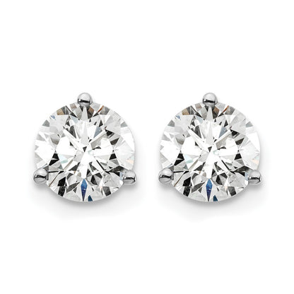 14k White Gold 1 1/2 ctw Certified Lab Grown Diamond VS/SI+ G+ Round 3 Prong Heavy Wt. Screwback Stud Earrings