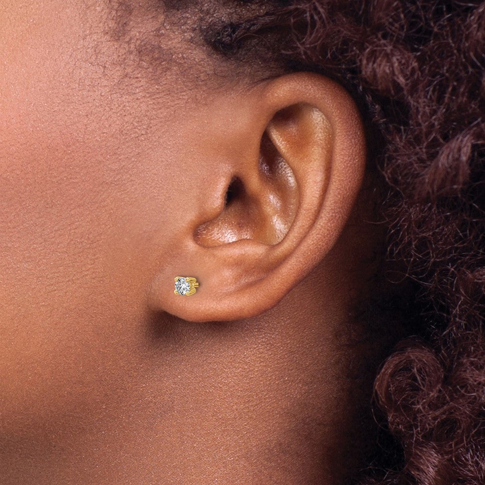 14K Yellow Gold 1/3 Ctw Lab Grown Diamond Vs+ F+ Round 4 Prong Heavy Wt. Stud Earrings