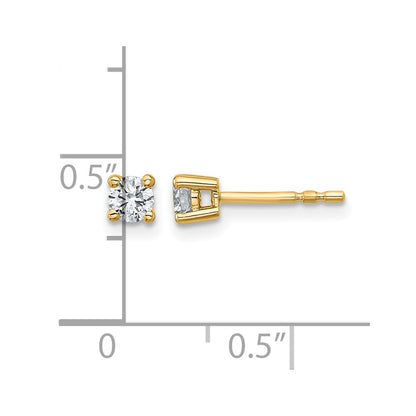 14K Yellow Gold 1/3 Ctw Lab Grown Diamond Vs+ F+ Round 4 Prong Heavy Wt. Stud Earrings