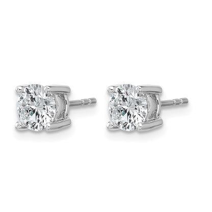 14K White Gold 1 1/2 Ctw Lab Grown Diamond Vs+ F+ Round 4 Prong Heavy Wt. Stud Earrings