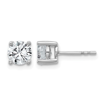 14K White Gold 1 1/2 Ctw Lab Grown Diamond Vs+ F+ Round 4 Prong Heavy Wt. Stud Earrings