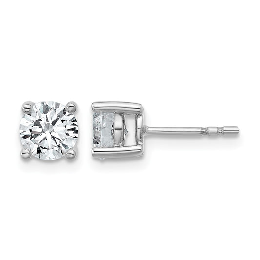 14K White Gold 1 1/2 Ctw Lab Grown Diamond Vs+ F+ Round 4 Prong Heavy Wt. Stud Earrings