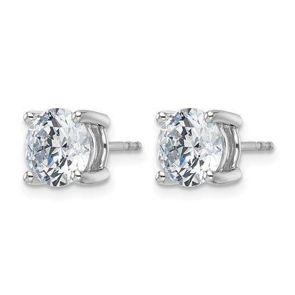 14K White Gold 4 Ctw Lab Grown Diamond Vs+ F+ Round Prong Heavy Wt. Stud Earrings