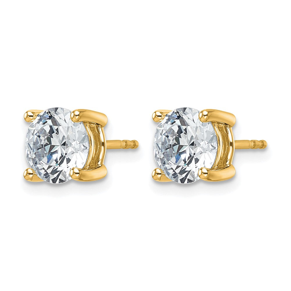 14K Yellow Gold 4 Ctw Lab Grown Diamond Vs+ F+ Round Prong Heavy Wt. Stud Earrings