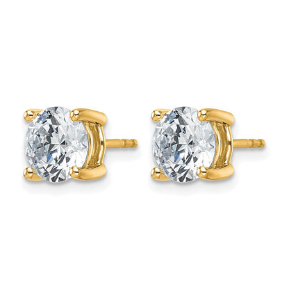 14K Yellow Gold 4 Ctw Lab Grown Diamond Vs+ F+ Round Prong Heavy Wt. Stud Earrings