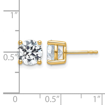 14K Yellow Gold 4 Ctw Lab Grown Diamond Vs+ F+ Round Prong Heavy Wt. Stud Earrings