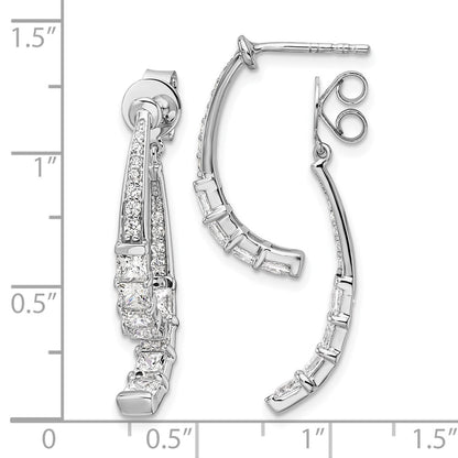 14k White Gold 2 5/8 Ct. Lab Grown Diamond VS/SI+ G+ Front and Back Dangle Post Earrings