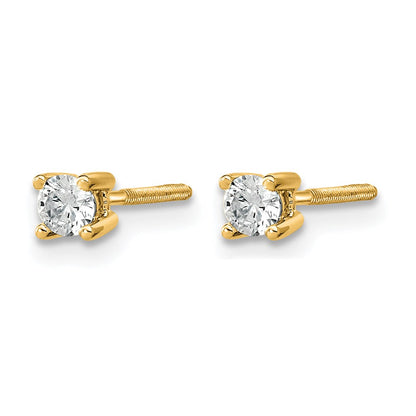 14K Yellow Gold 1/5 Ctw Lab Grown Diamond Vs+ F+ Round 4 Prong Heavy Wt. Screwback Stud Earrings